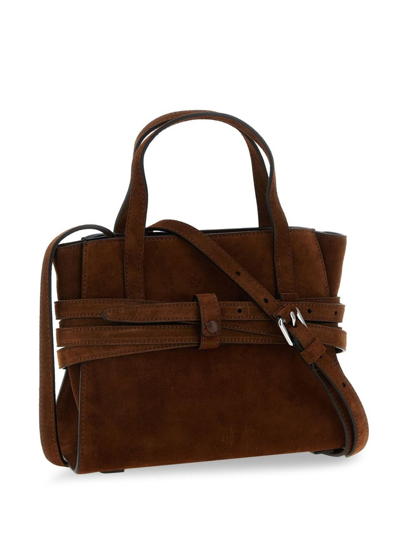 Moschino Tie Me belt-detail suede tote bag outlook