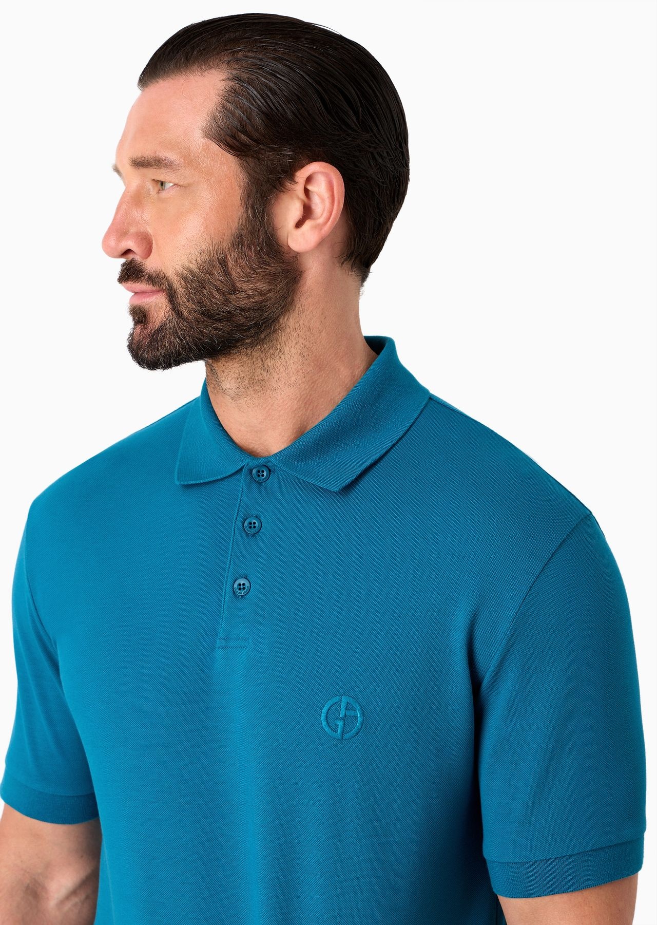 Stretch cotton piqué polo shirt - 5
