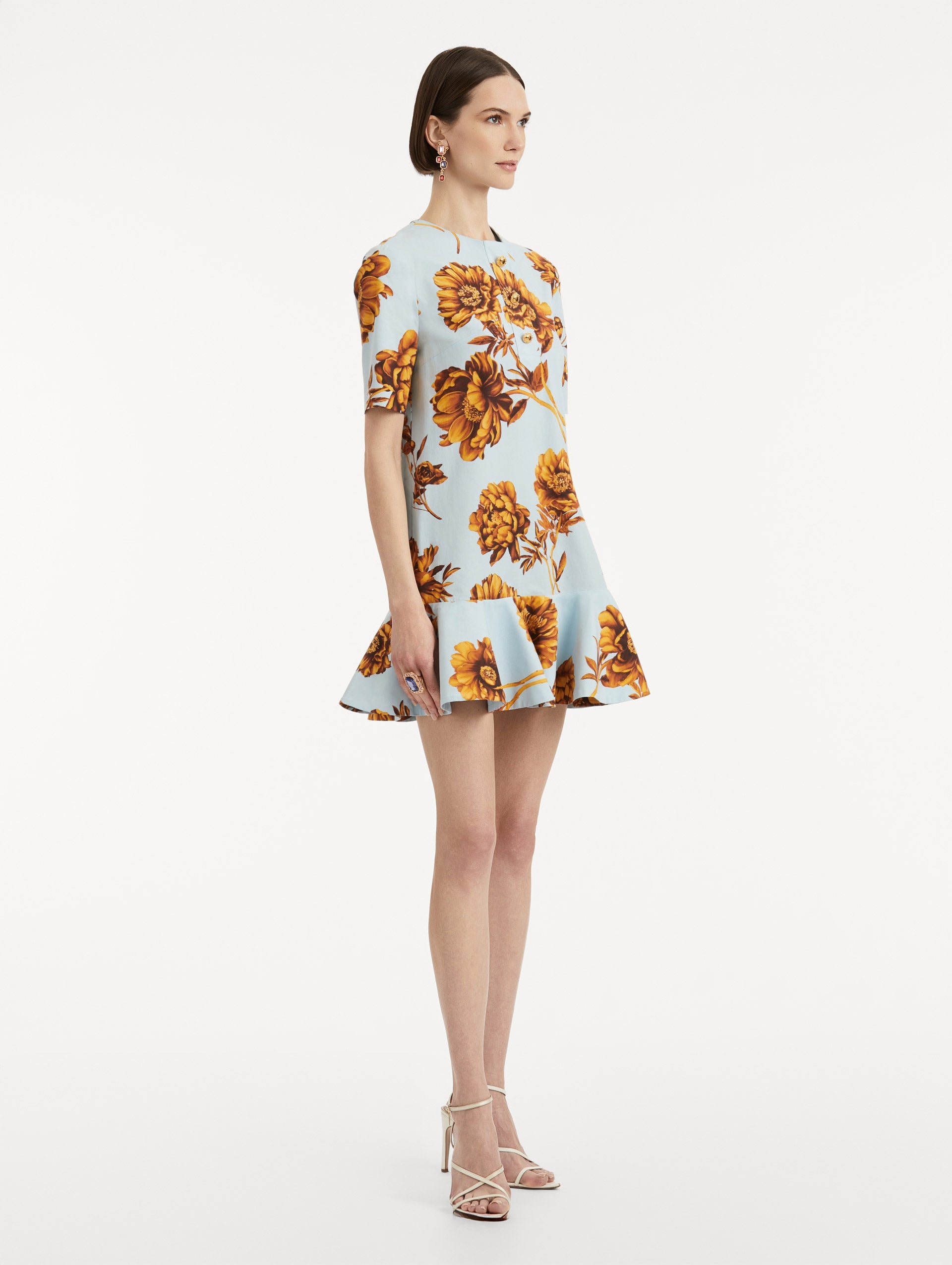 PEONY COTTON POPLIN FLOUNCE DRESS - 4