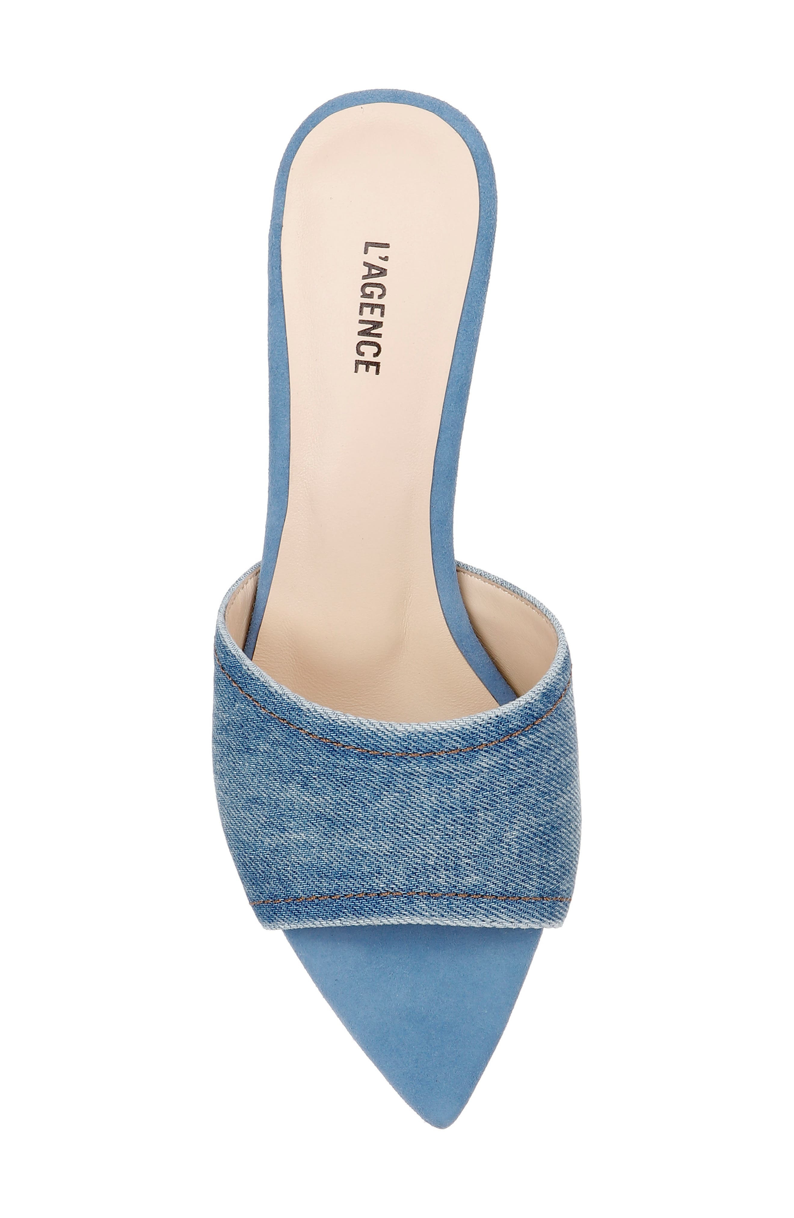 L'AGENCE Lolita Pointed Toe Sandal in Blue Denim at Nordstrom - 5