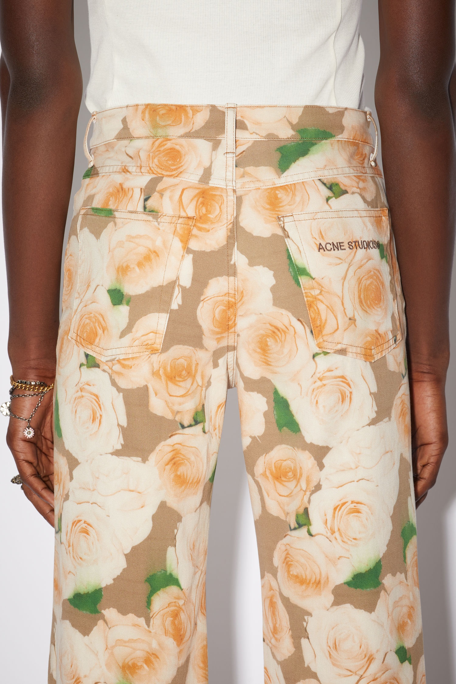 Rose print trousers - Peach orange - 6