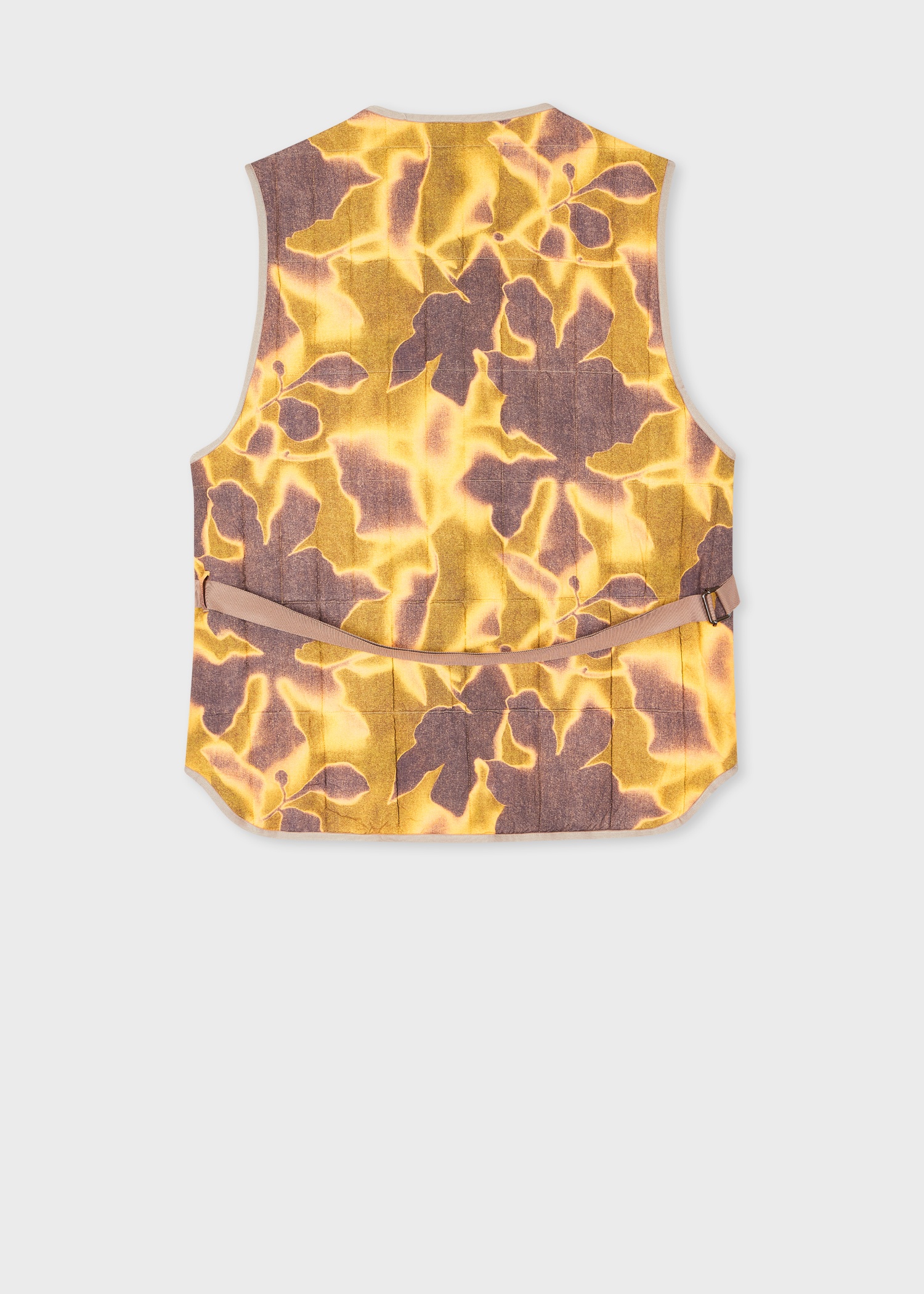 Yellow 'Photogram Leaves' Print Quilted Gilet - 2