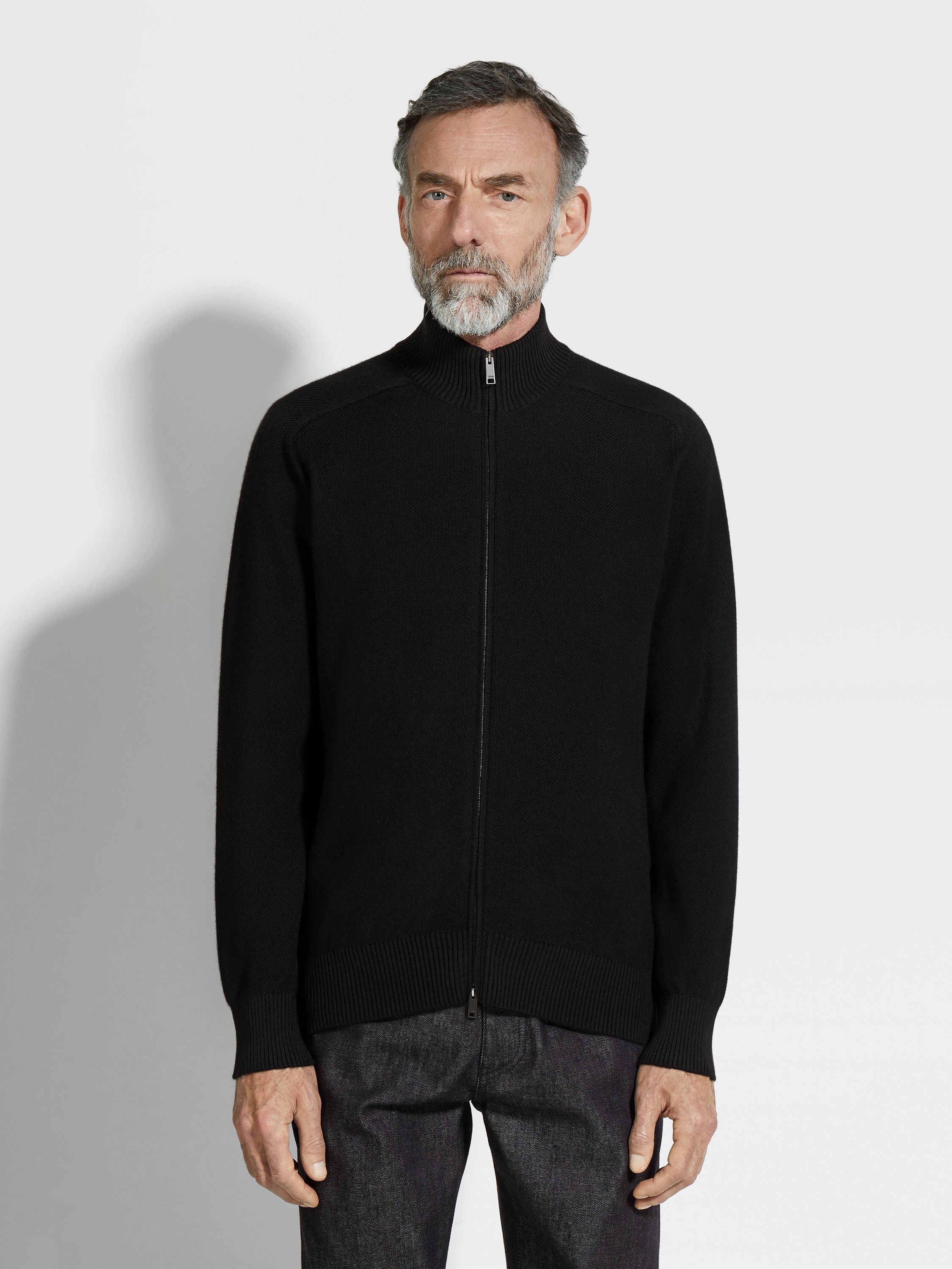 BLACK CASHSETA FULL ZIP CARDIGAN - 4