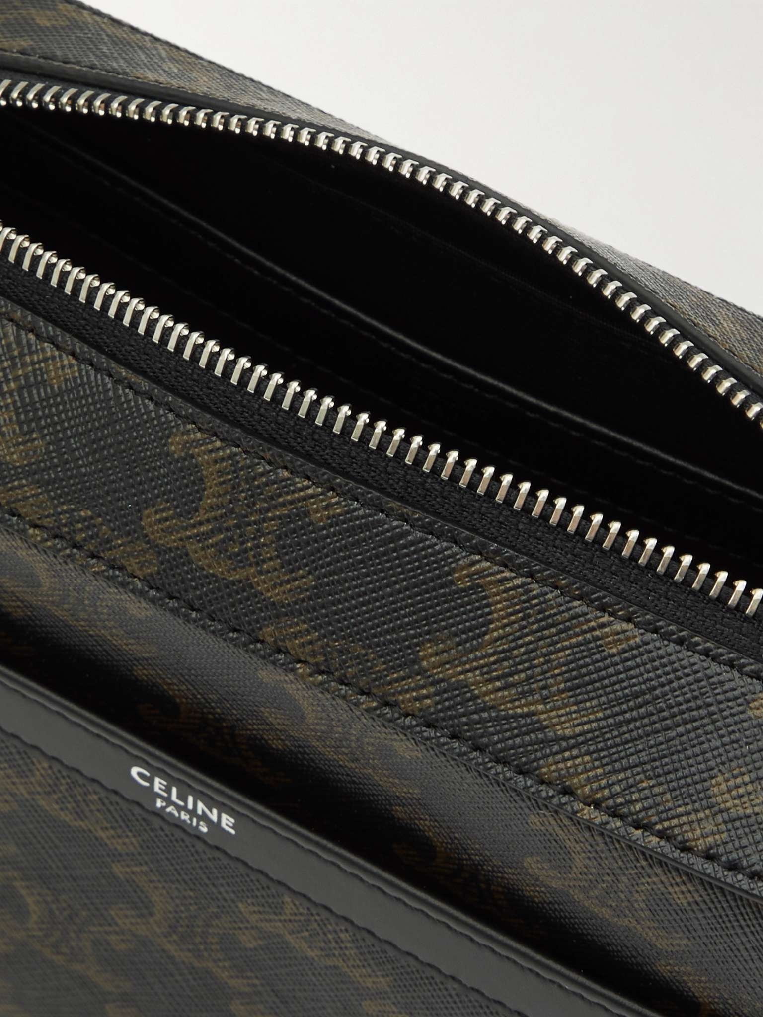 Triomphe Leather-Trimmed Monogrammed Coated-Canvas Messenger Bag - 3