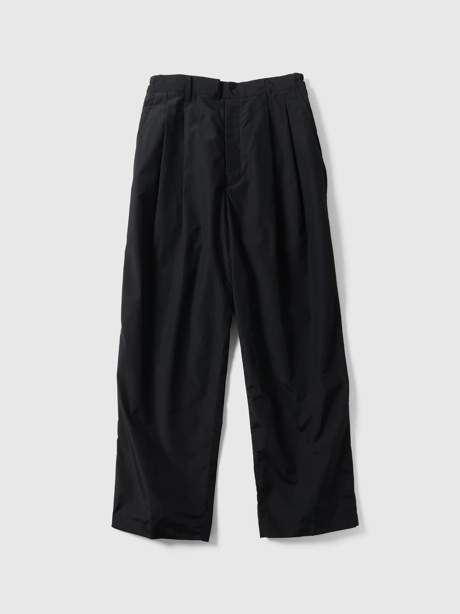 Cotton Nylon Wide Easy Trousers Black - 1