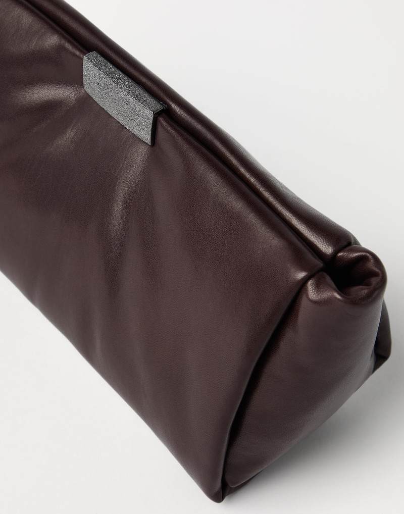 Wet-effect nappa leather clutch bag with shimmering detail 3
