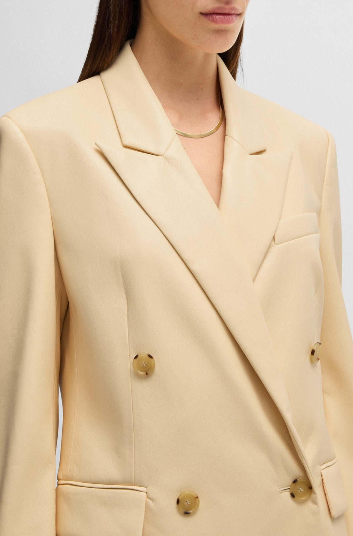 REGULAR-FIT DOUBLE-BREASTED BLAZER IN FAUX LEATHER - 5