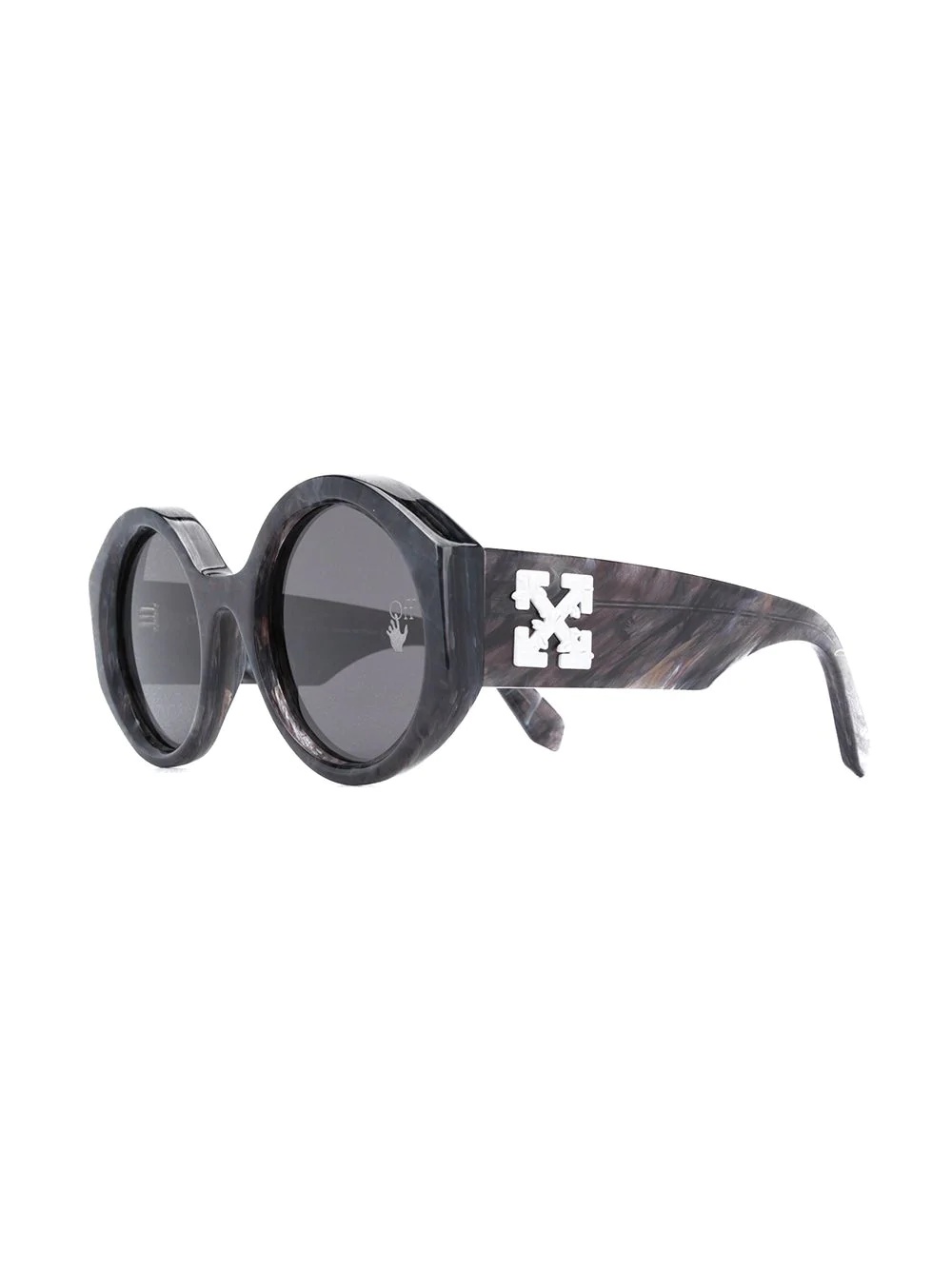 marbled-effect round-frame sunglasses - 2