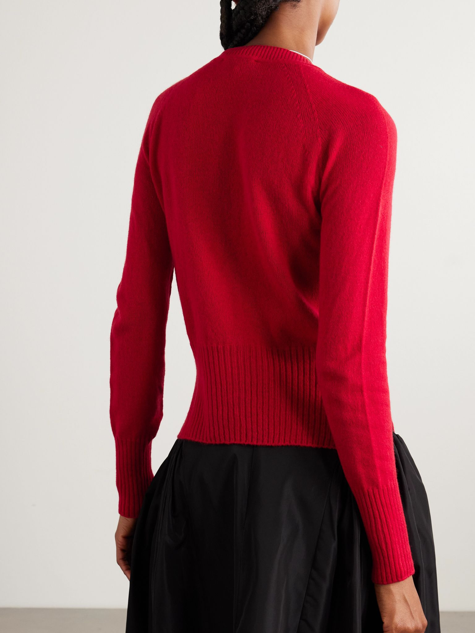 Bead-embellished cashmere cardigan Red - 3