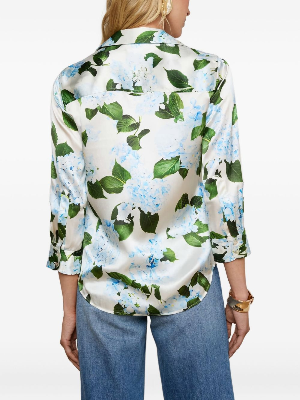 floral-print three-quarter-sleeve shirt - 4