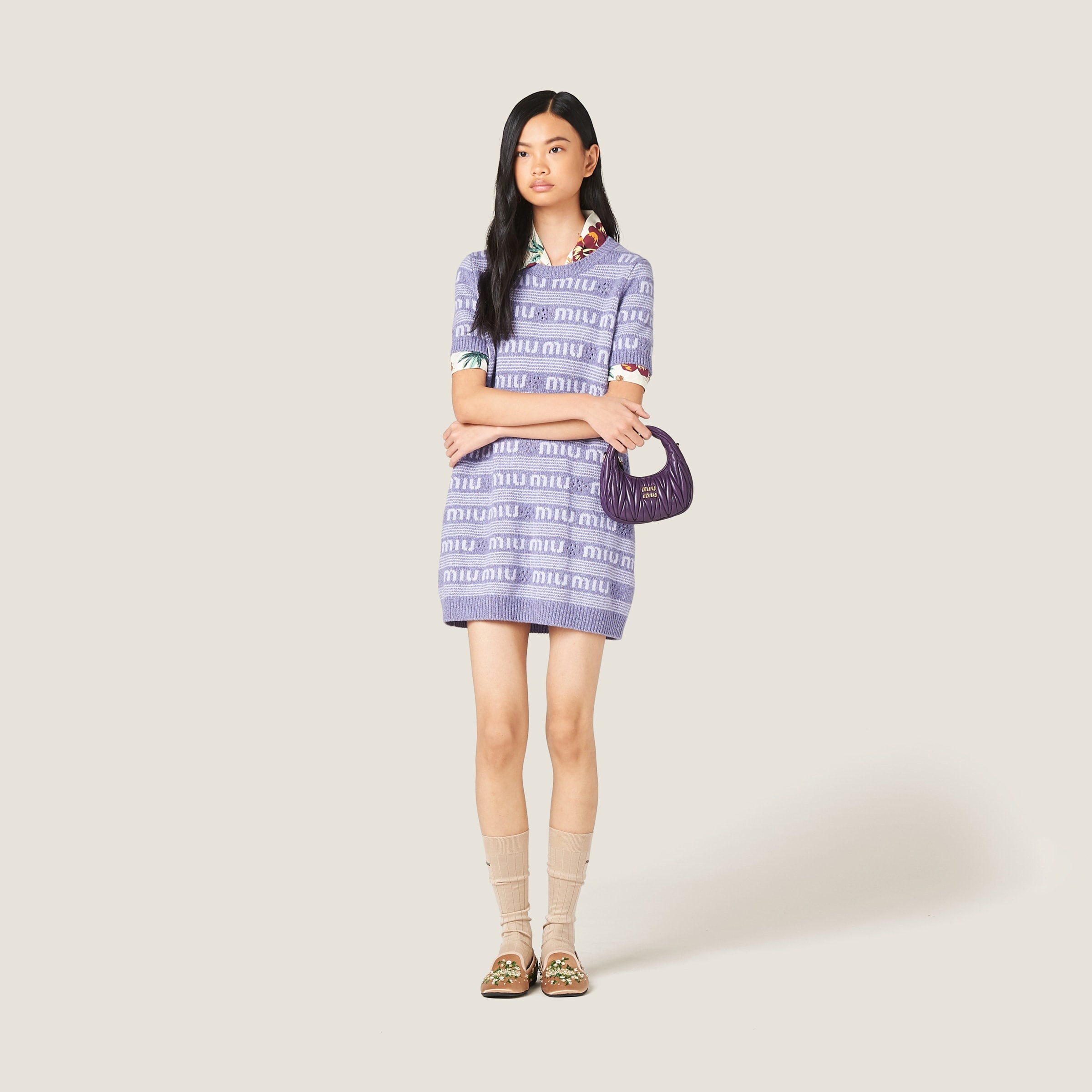 Miu Miu Wool and cashmere dress with logo | REVERSIBLE