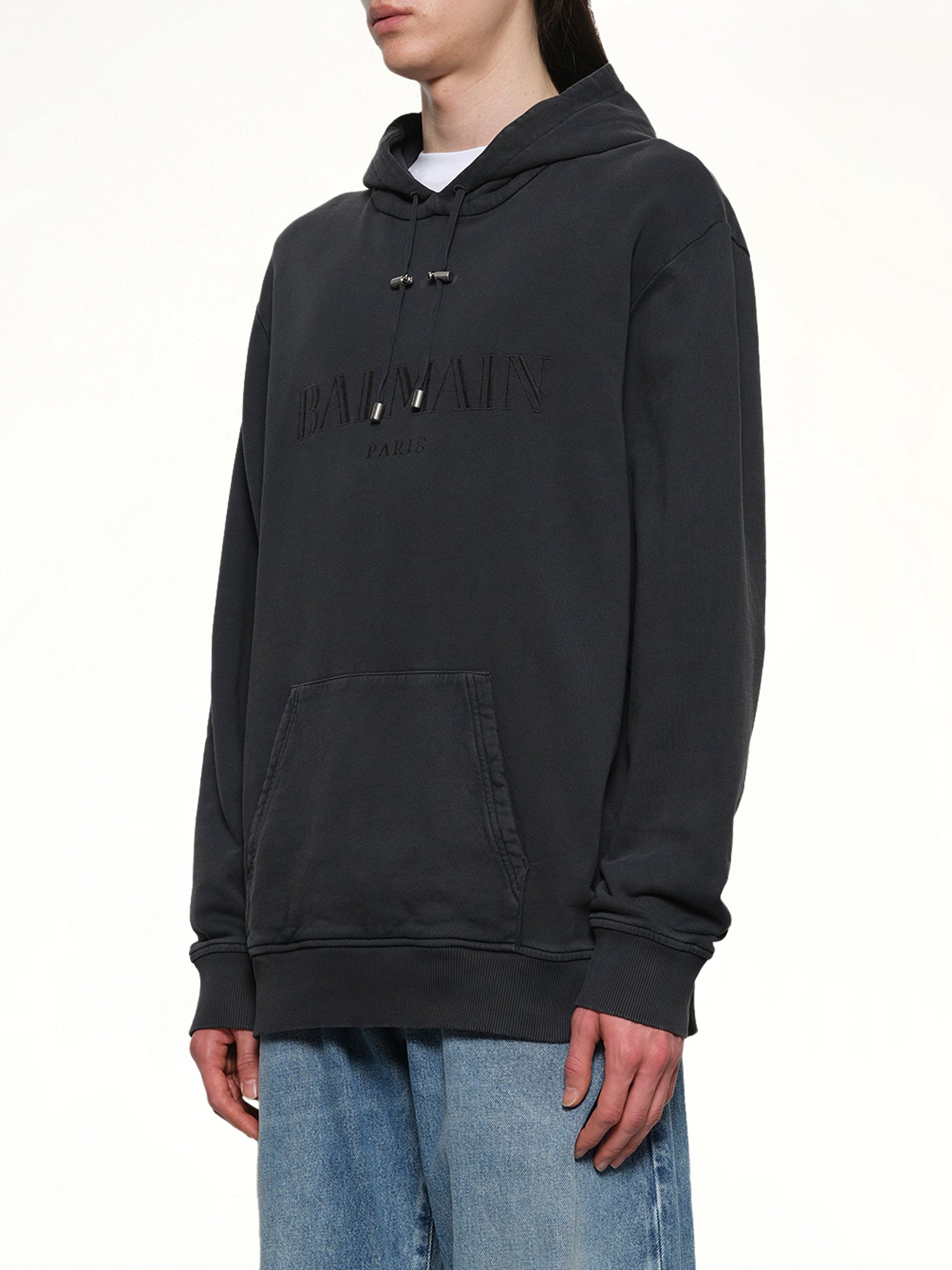 Balmain Vintage Emblem Hoodie in Vintage Black - 3