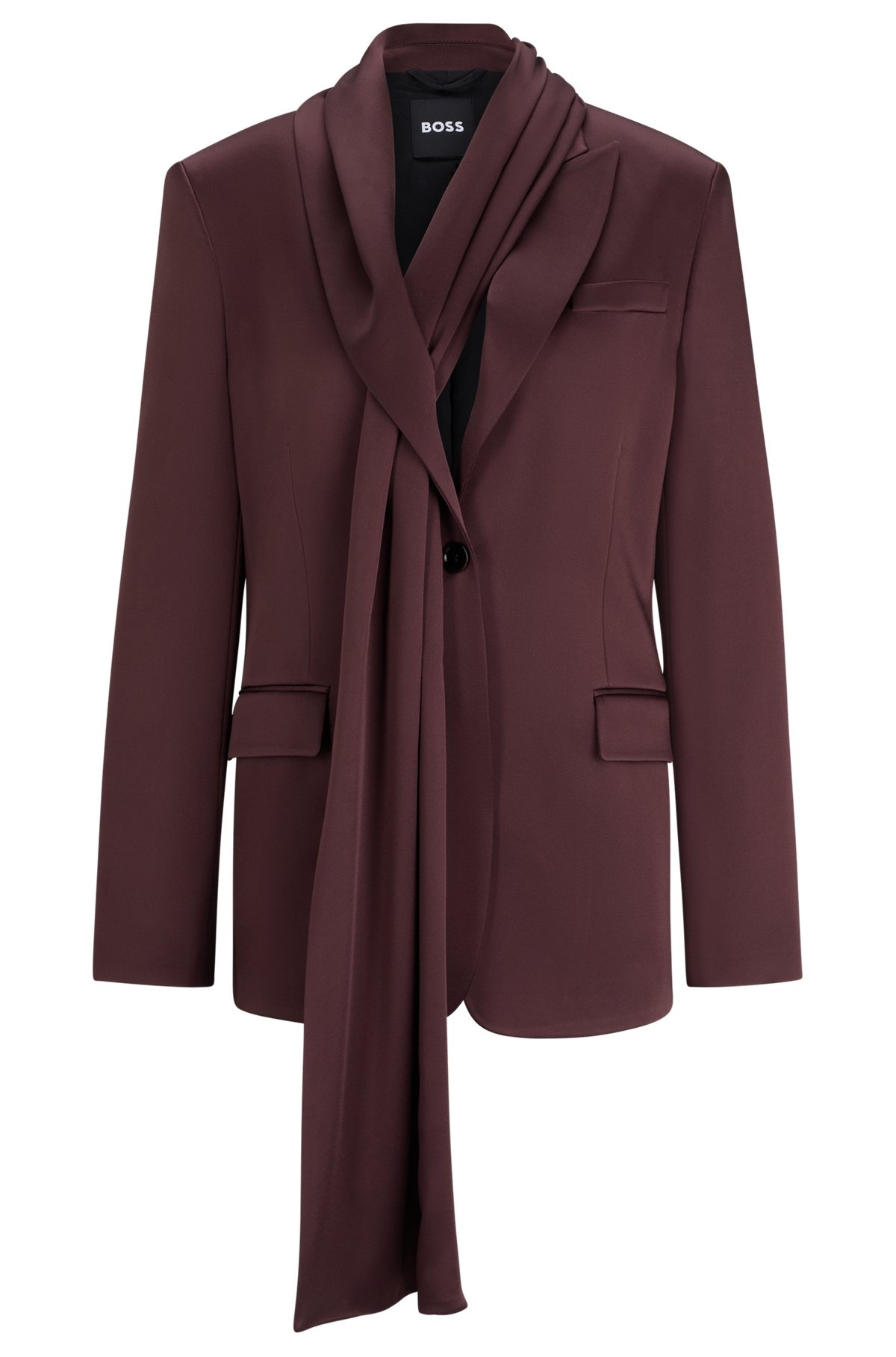 SINGLE-BREASTED BLAZER WITH SCARF DETAIL - 1