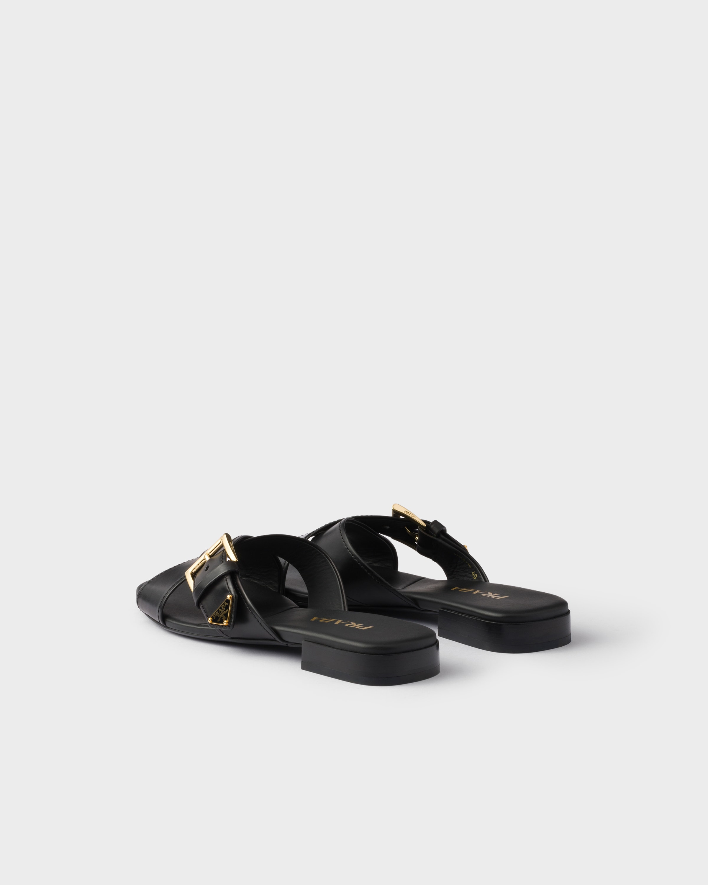 Leather crisscross slides with buckle - 4