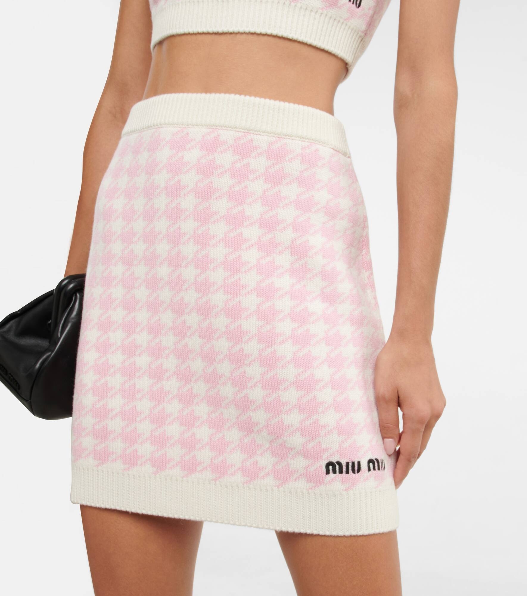 Houndstooth cashmere miniskirt - 4