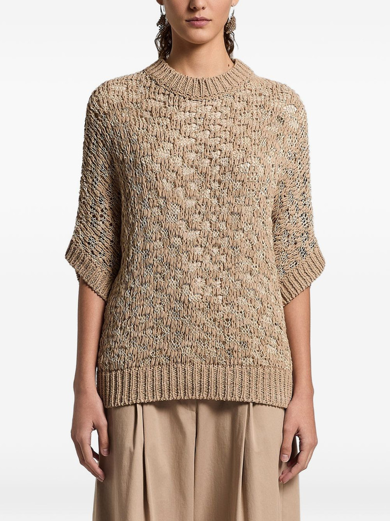 open-knit short-sleeved sweater 1