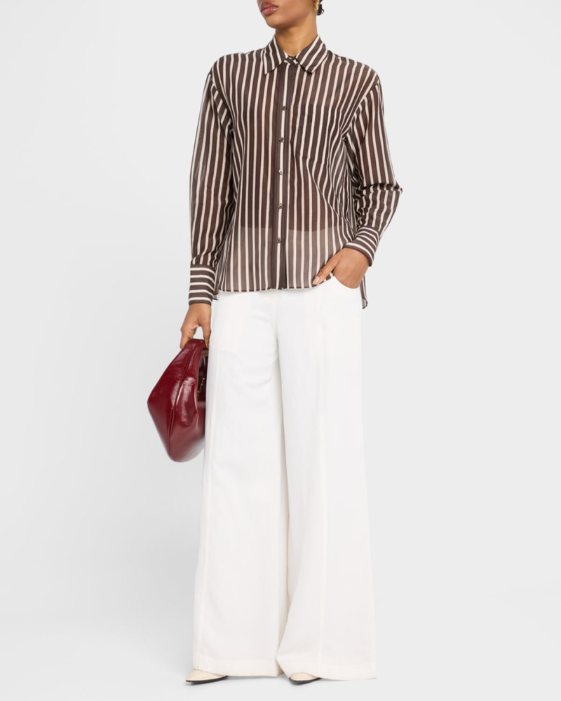 TWP Joey Striped Cotton-Silk Shirt outlook