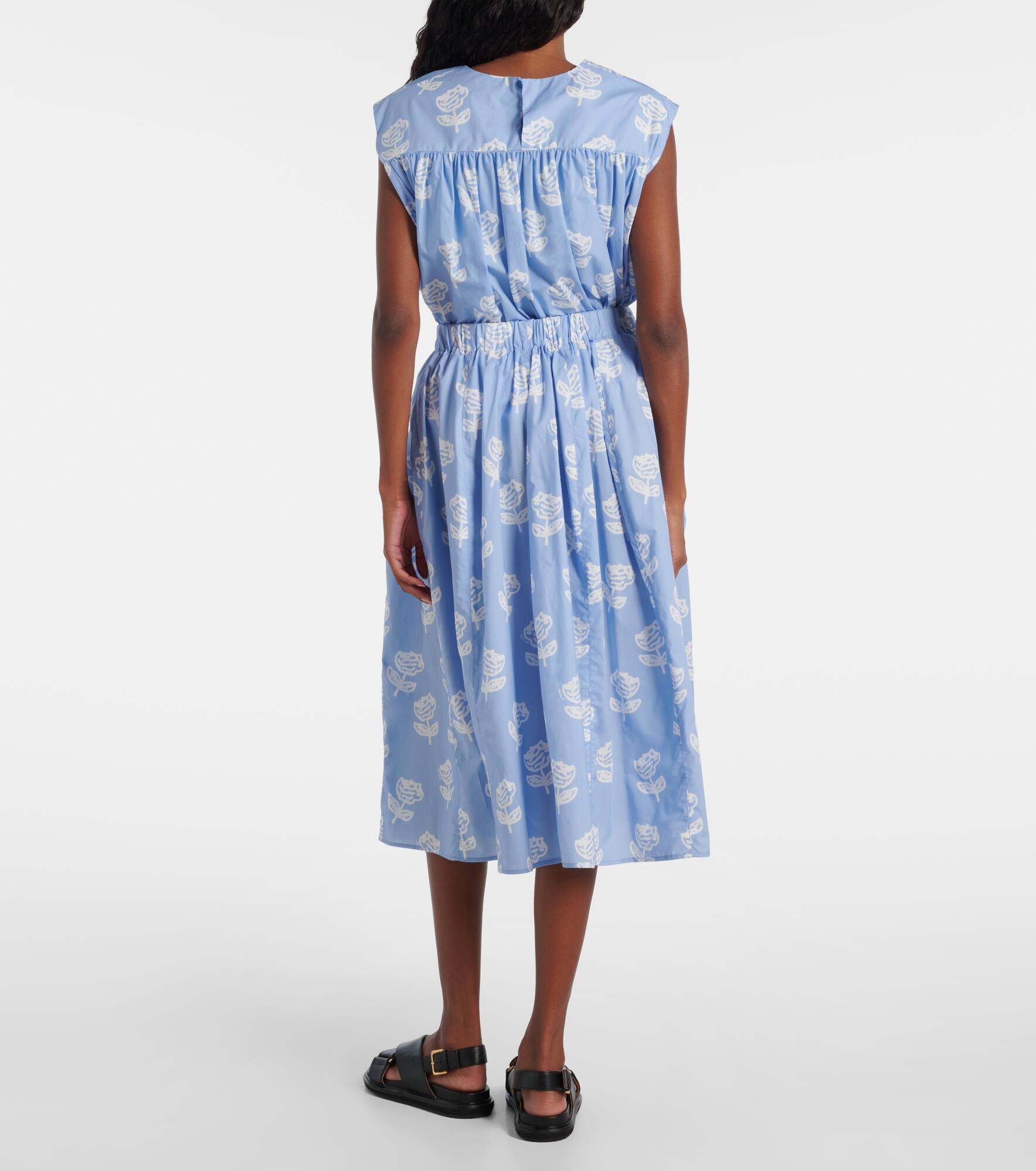 Floral cotton poplin midi skirt - 3