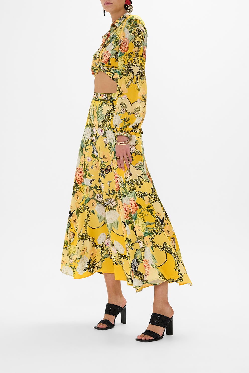 PANELLED FLARED LONG SKIRT - 4