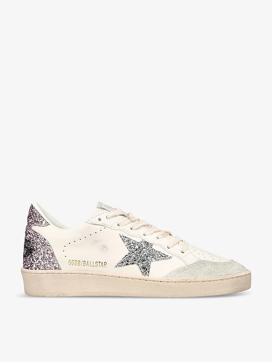Ballstar 80184 glitter-embellished leather low-top trainers - 1