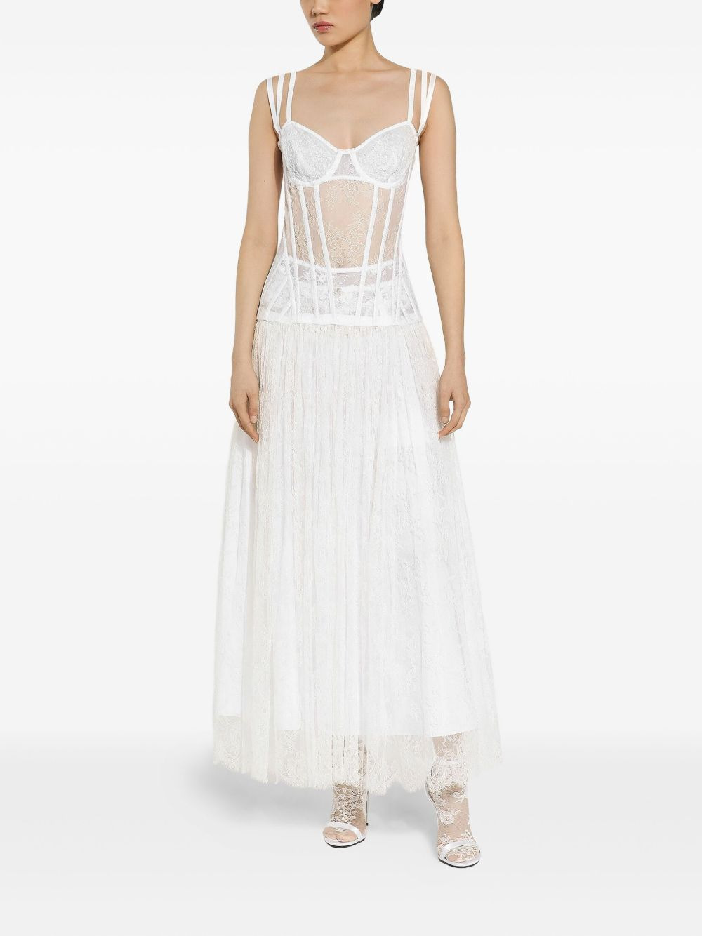 corset-detailing tulle midi dress - 2