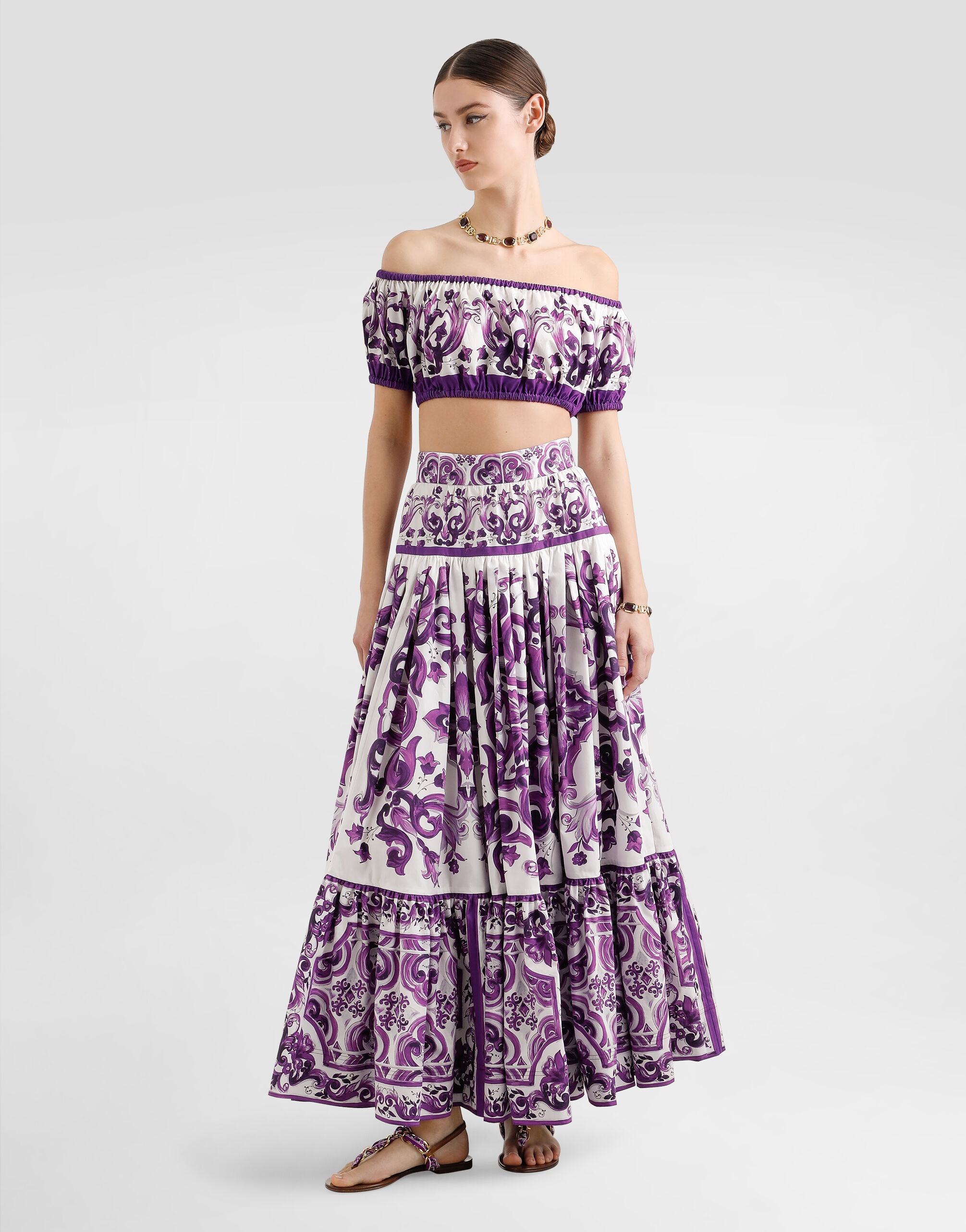 Majolica-print poplin top - 2