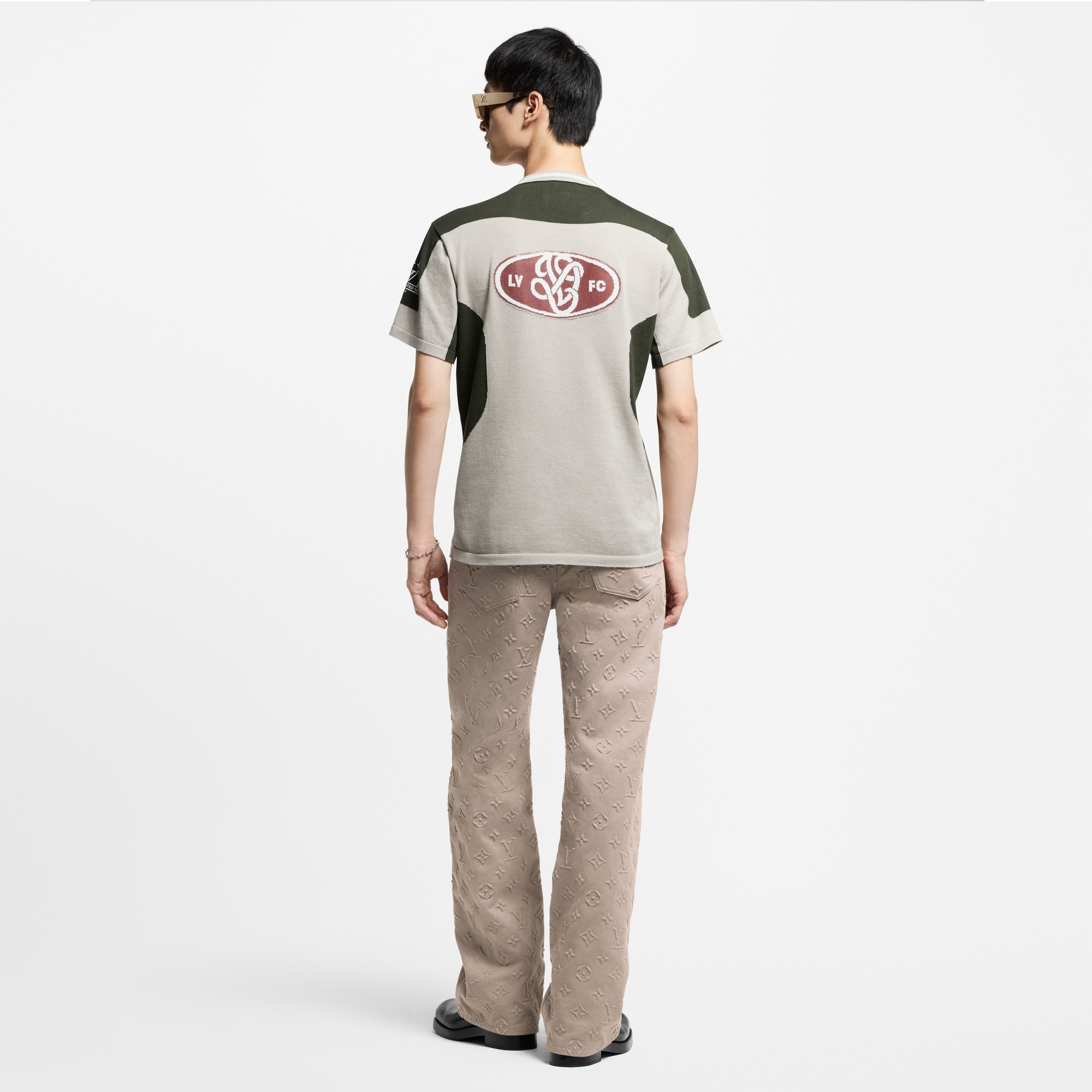 Intarsia Short-Sleeved V-Neck Top - 3