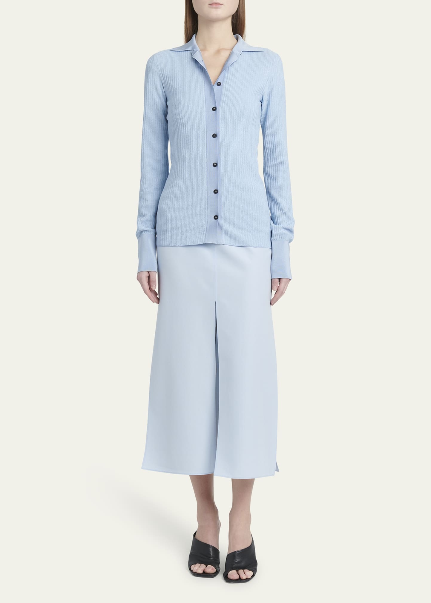 Cotton Silk Micro Jacquard Cardigan - 2