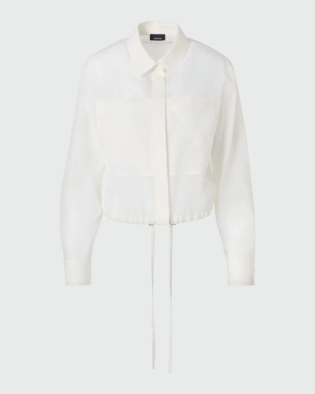 Cotton Drawstring Collared Blouson Shirt - 1