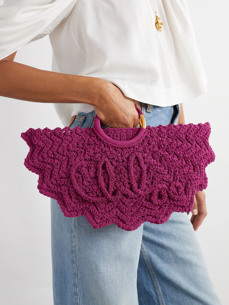 Chloé Scalloped crocheted tote Violet outlook