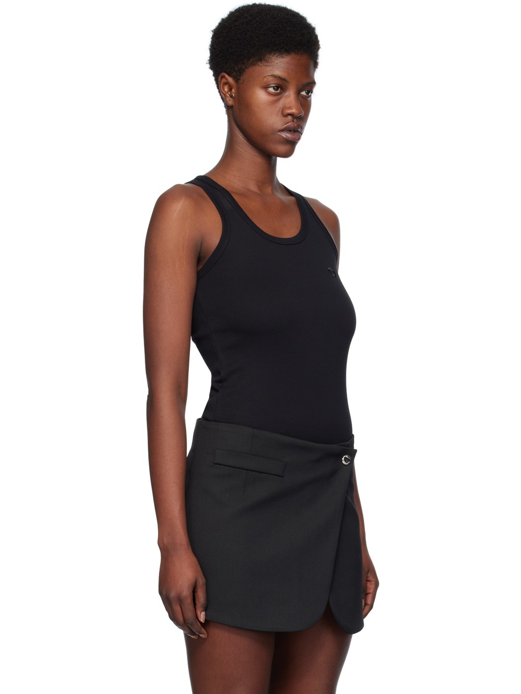 Black Embroidered Tank Top - 2