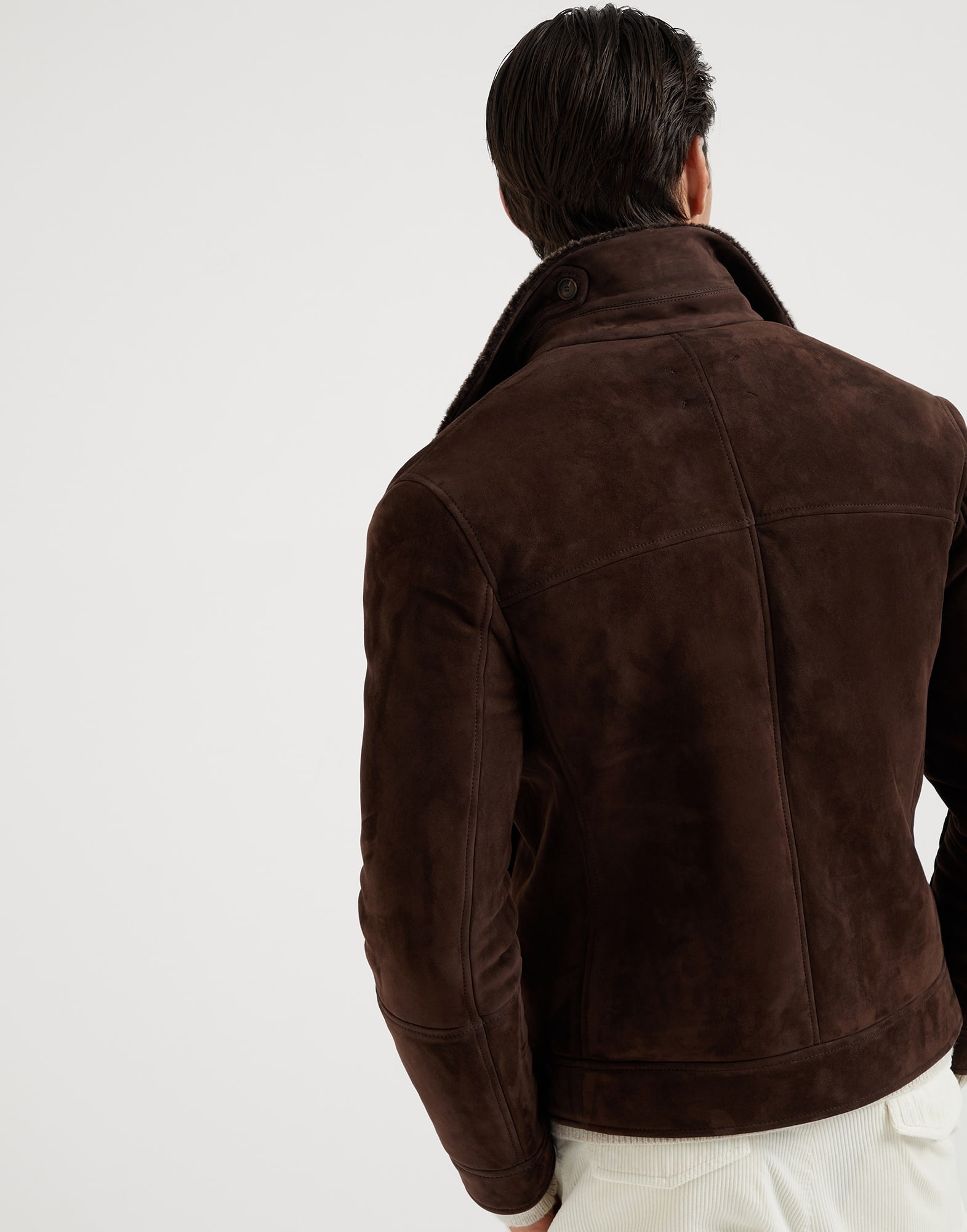Brunello Cucinelli Suede shearling one-and-a-half breasted