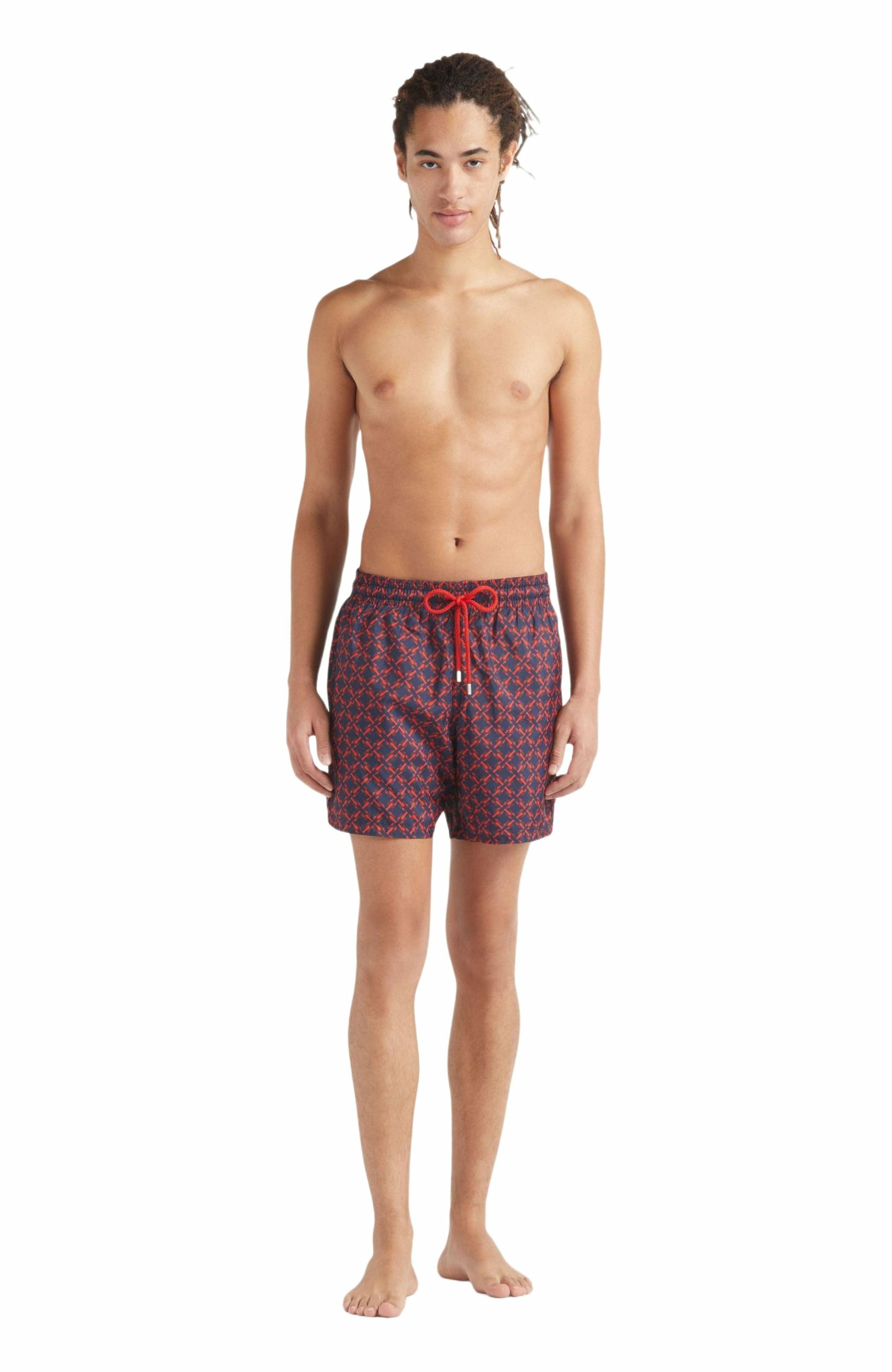 Vilebrequin Men's Crab Ballons Ultra-Light and Packable Swim Shorts in Bleu Marine at Nordstrom - 1