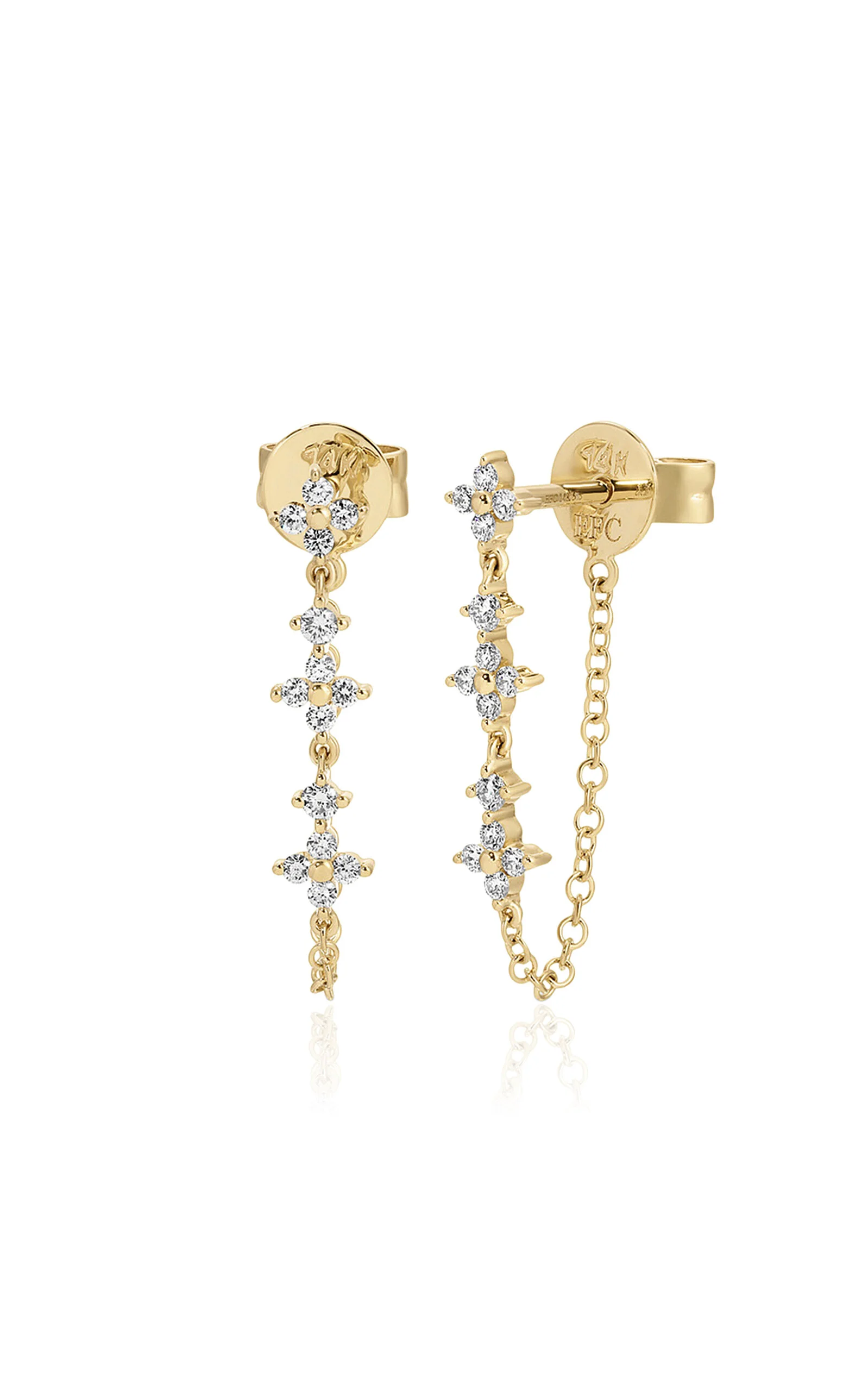 Fleur 14K Yellow Gold Diamond Chain Earrings - 1