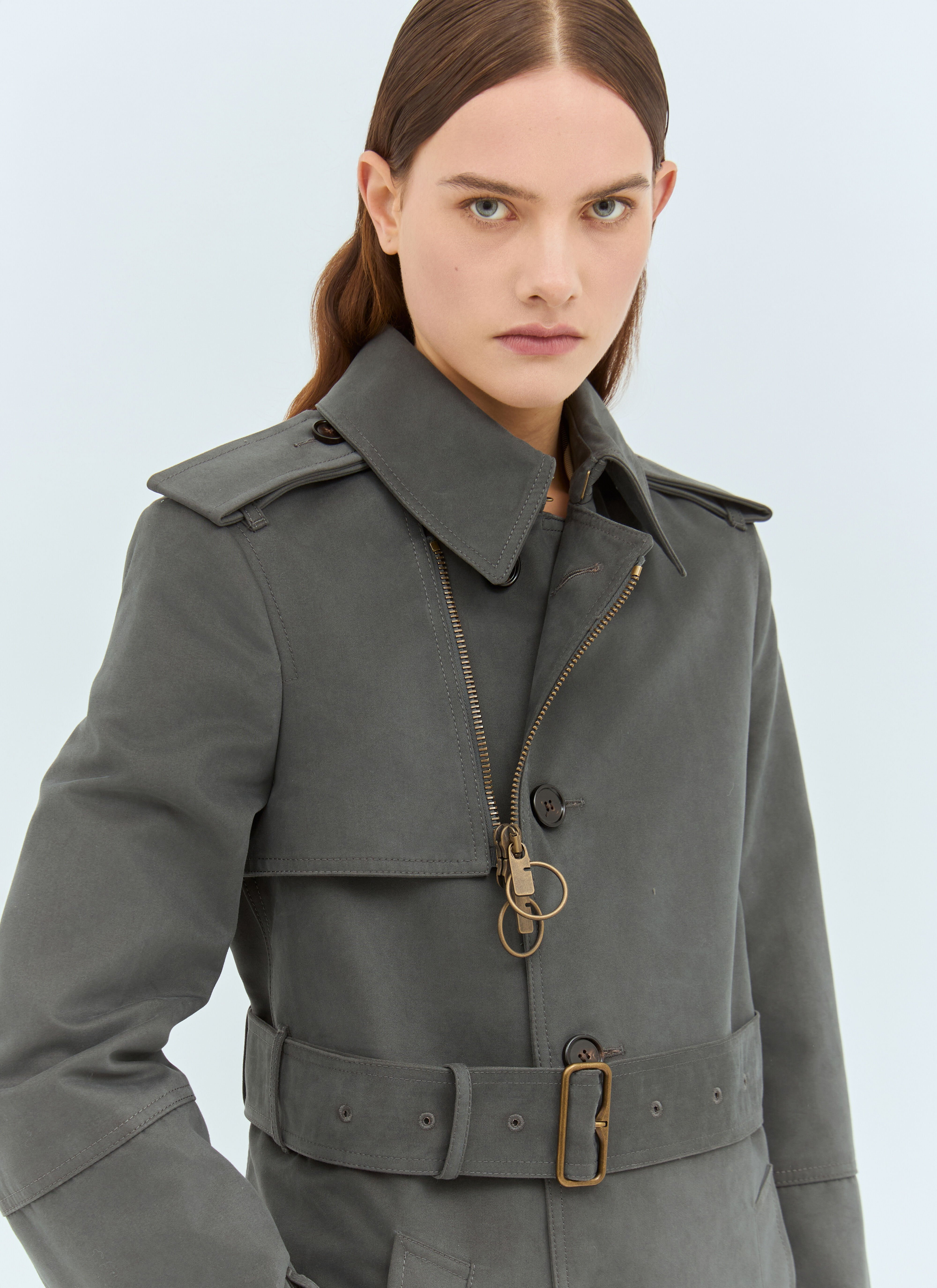 Long Cotton Nylon Trench Coat - 3