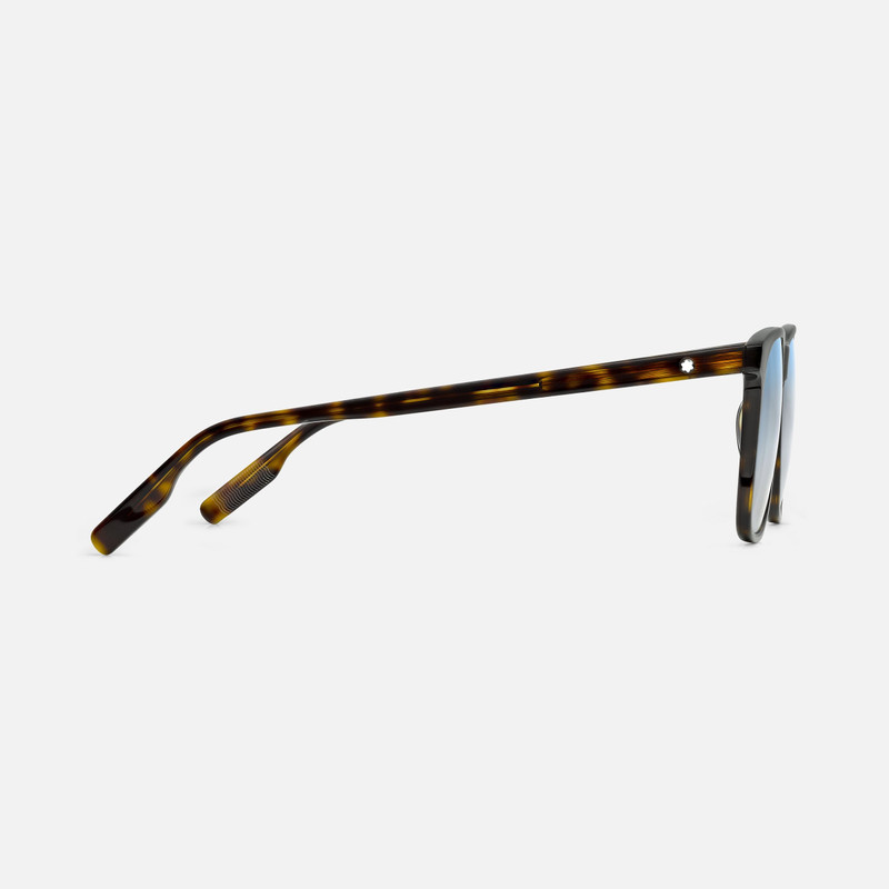 Montblanc Blue Light Protection Squared Sunglasses with Havana-Colored Acetate Frame outlook