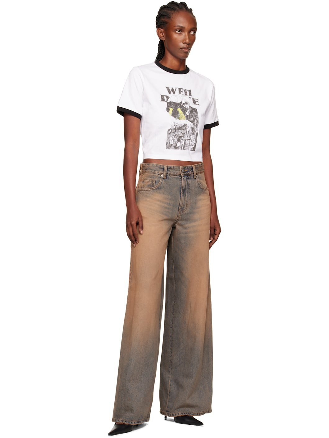 Blue & Beige Side-Striped Jeans - 4