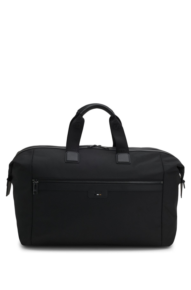 TEXTURED-FABRIC HOLDALL WITH FAUX-LEATHER TRIMS 2