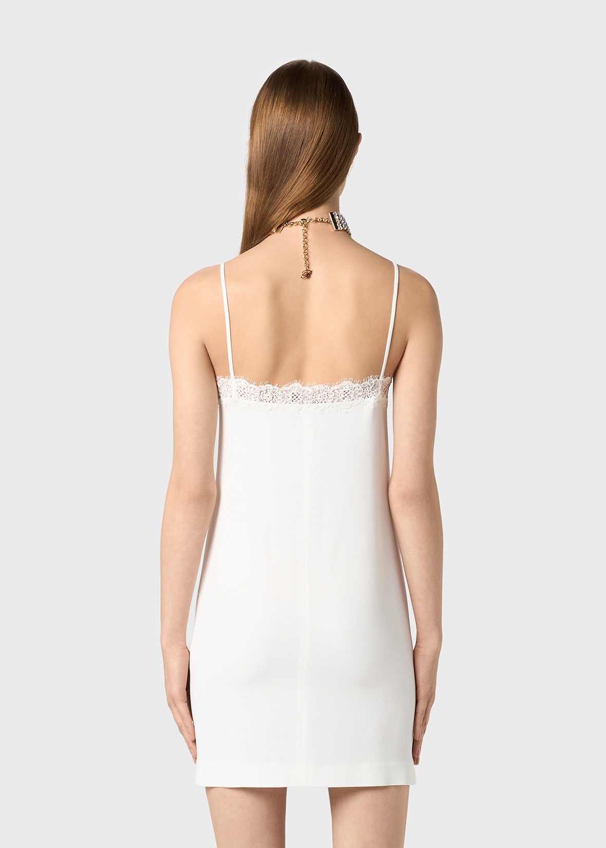 MINI DRESS IN SATIN WITH CUT-OUTS AND LACE - 4