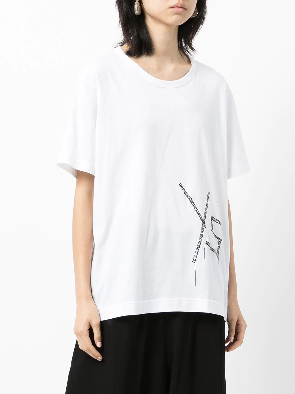Embroidered Fire-print short-sleeve T-shirt - 3