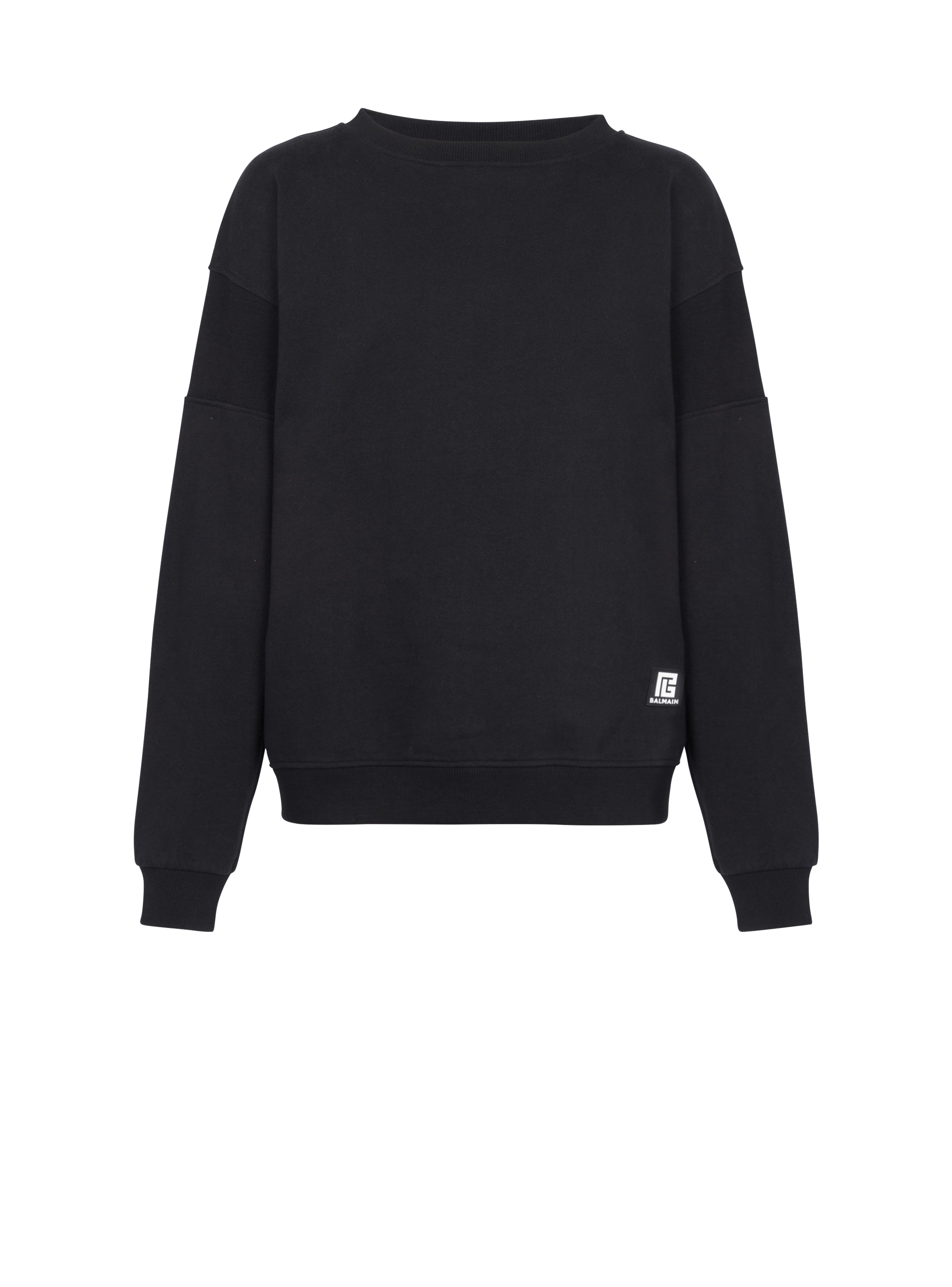 Eco-designed cotton sweatshirt with Balmain logo print - 1