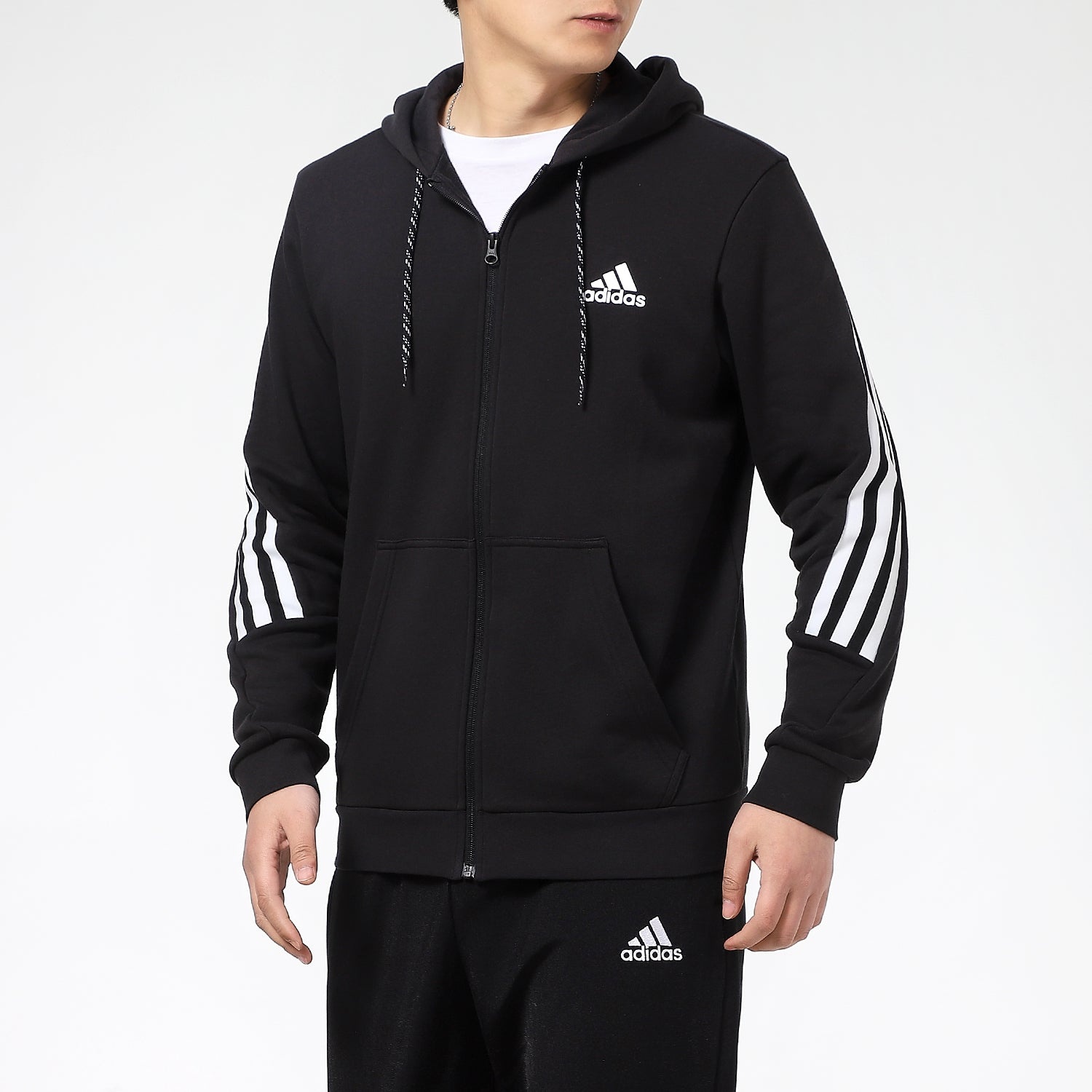 adidas M 3-Stripes Tape Full-Zip Sweatshirt Black GM6895 - 5