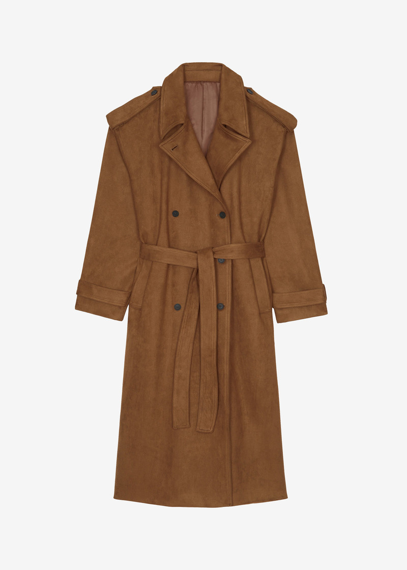 Lulea Faux Suede Trench Coat - Camel 1