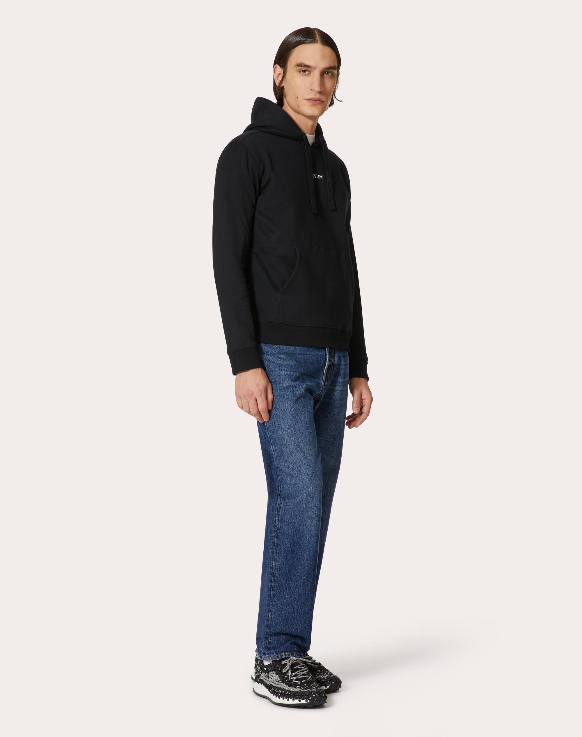 HOODED SWEATSHIRT WITH VALENTINO PRINT - 2