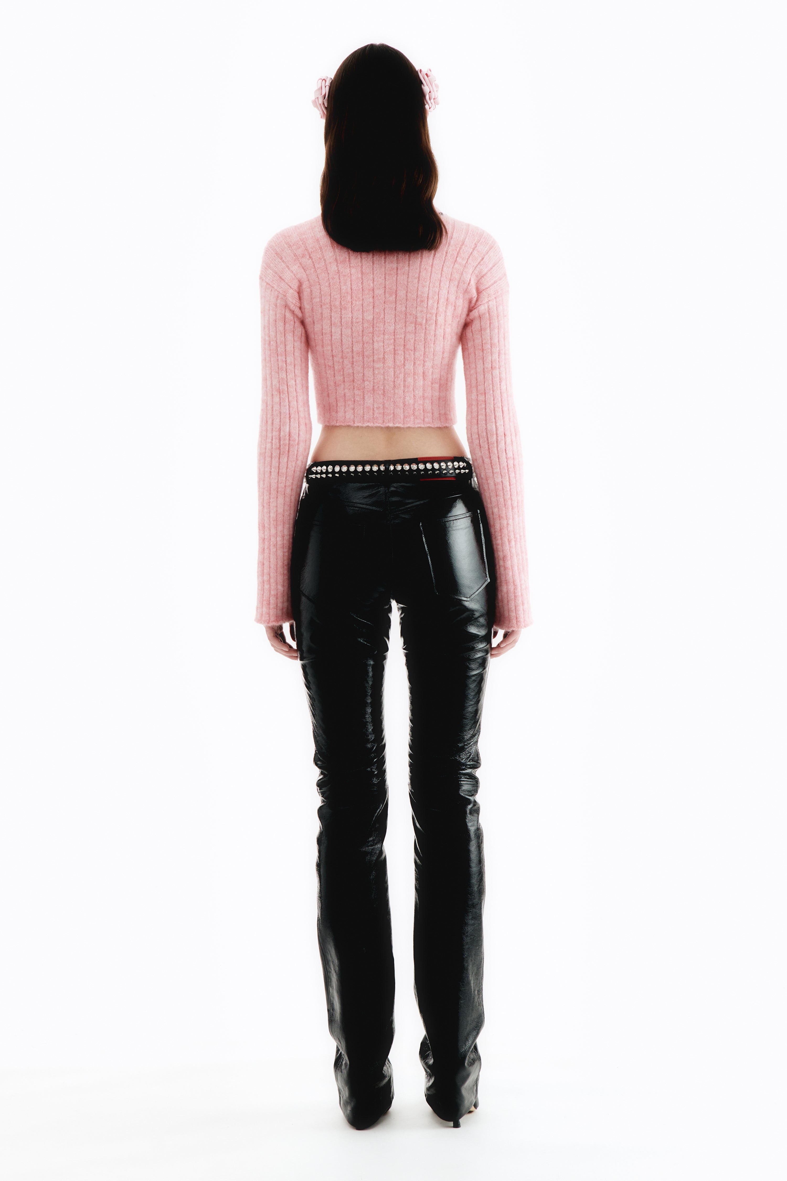 MOHAIR KNITTED CARDIGAN WITH ZIP AND HOTFIX - 4