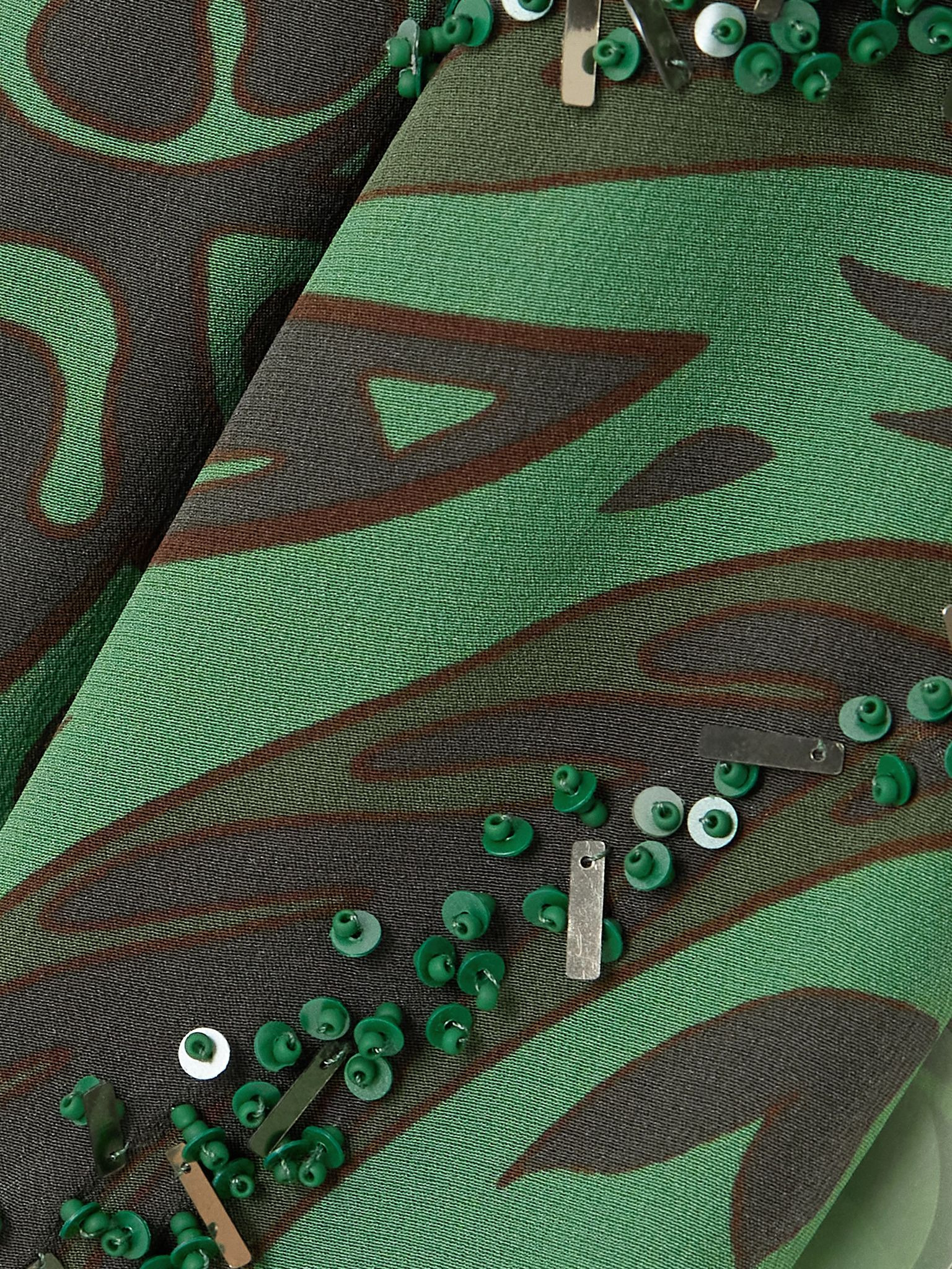 Landscapes embellished printed silk crepe de chine maxi dress Green - 4