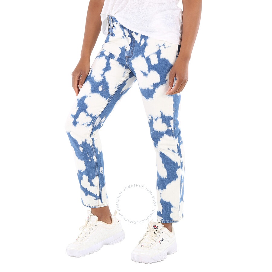 Burberry Seamill Monogram Motif Straight Fit Bleached Denim Jeans - 5