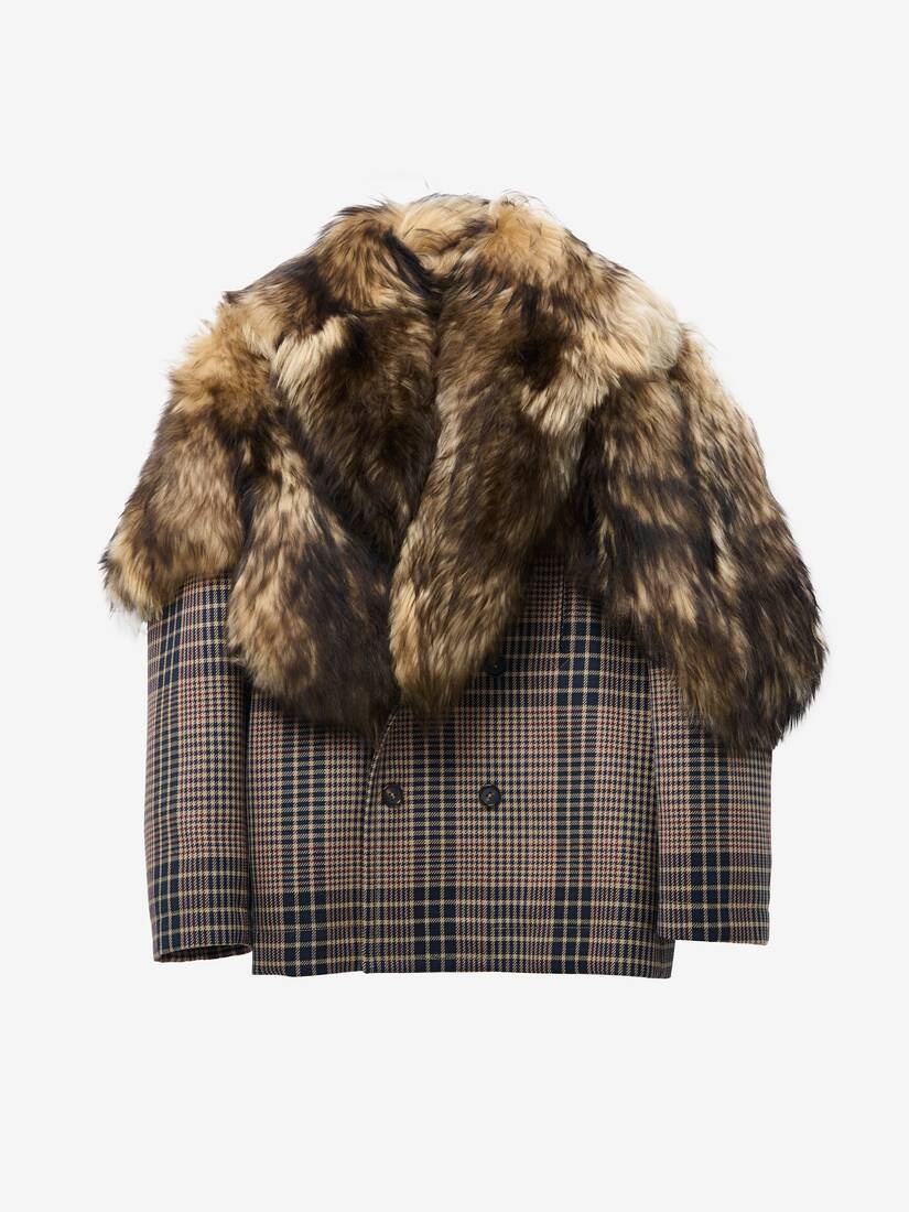 Shearling Stole Wool Peacoat - 1