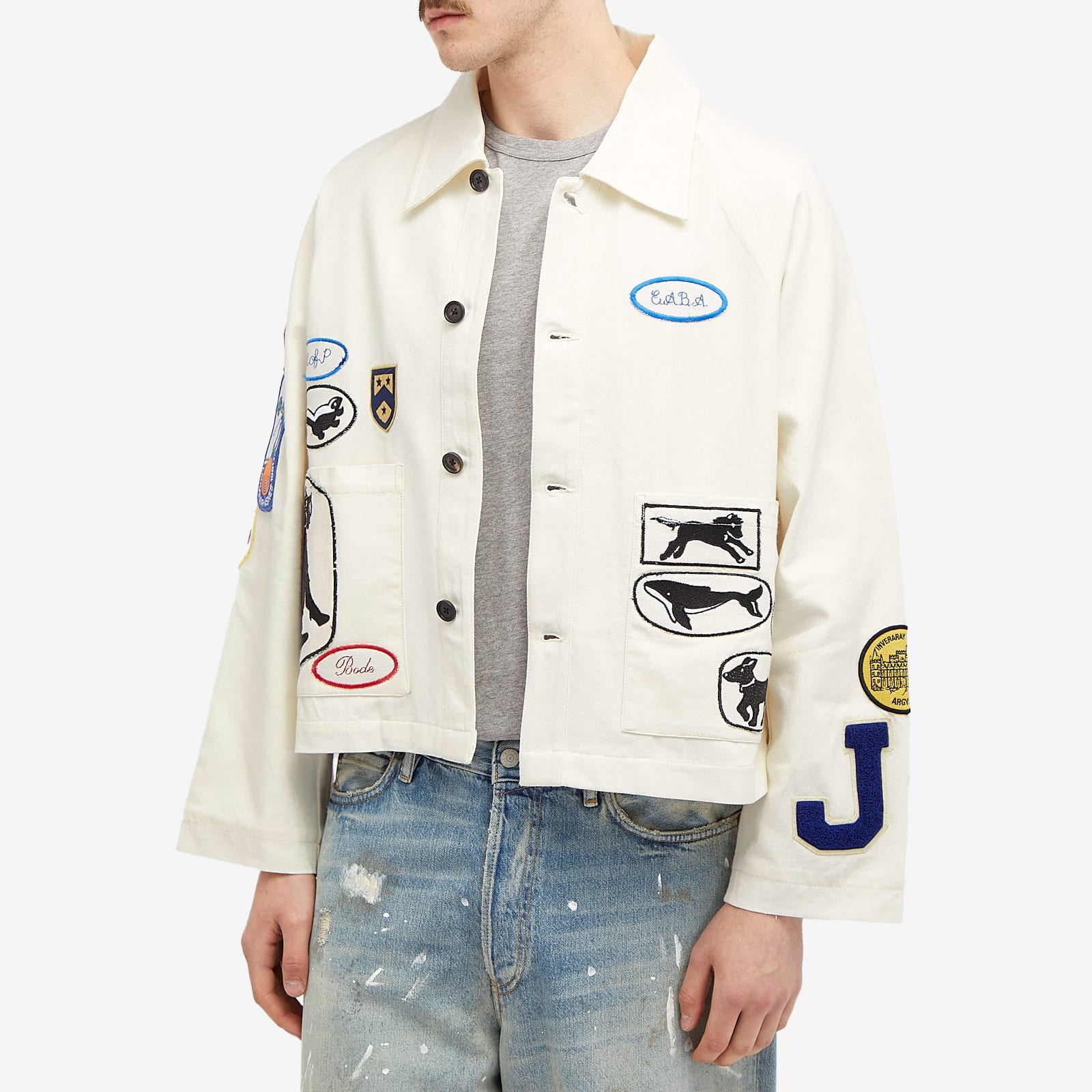 ジャケット・アウター BODE Cambridge Patch Jacket XXL Cambridge Patch Jacket in White Multi