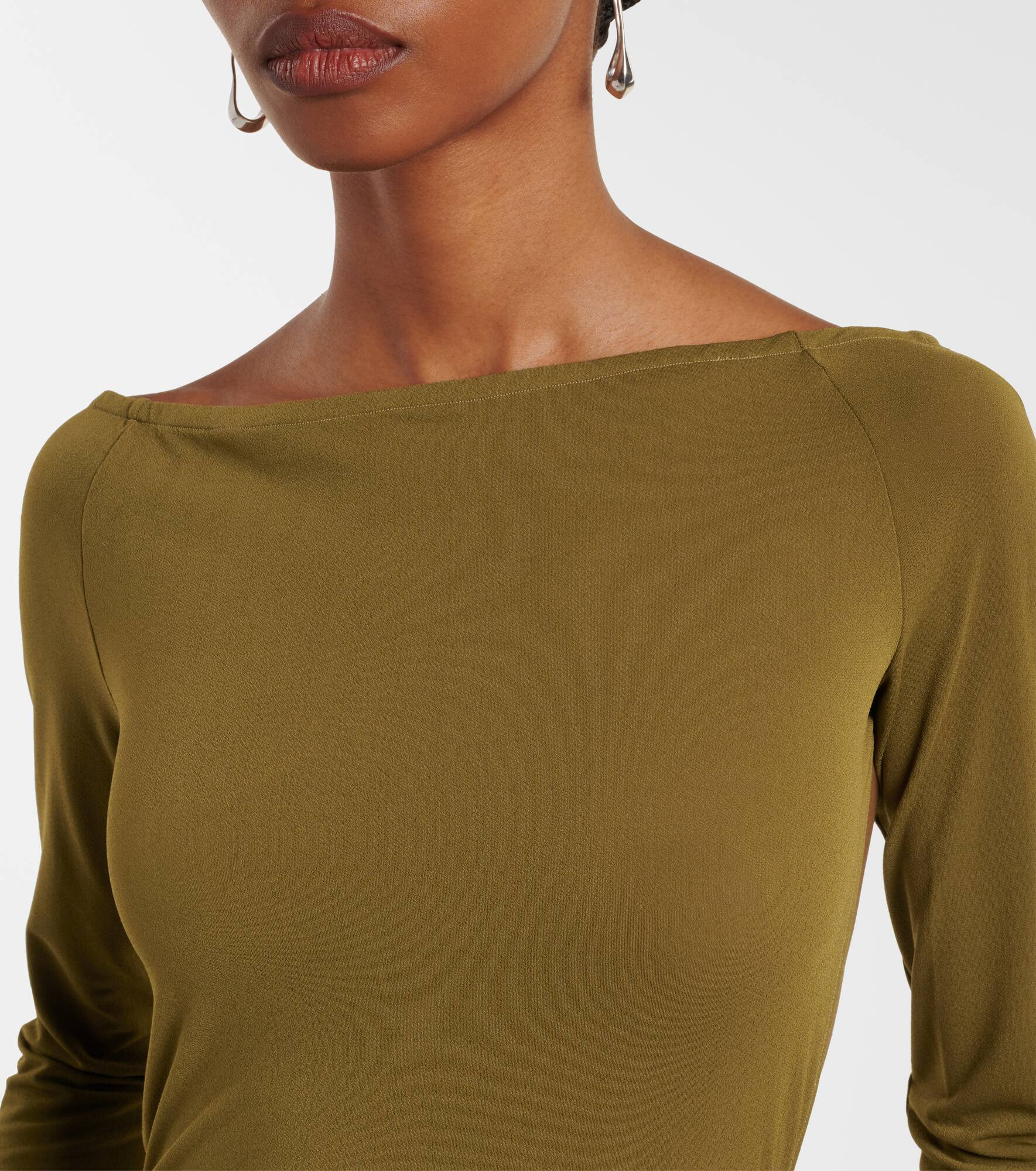 Draped open-back crêpe jersey gown - 4
